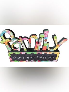 Family Demdaco Red and Pink Decor Accents count your blessings plaque knickknack